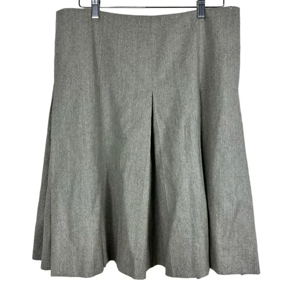 Chloé Womens Gray Pleated‎ A-Line Wool & Cashmere Blend Skirt T44 Made In France